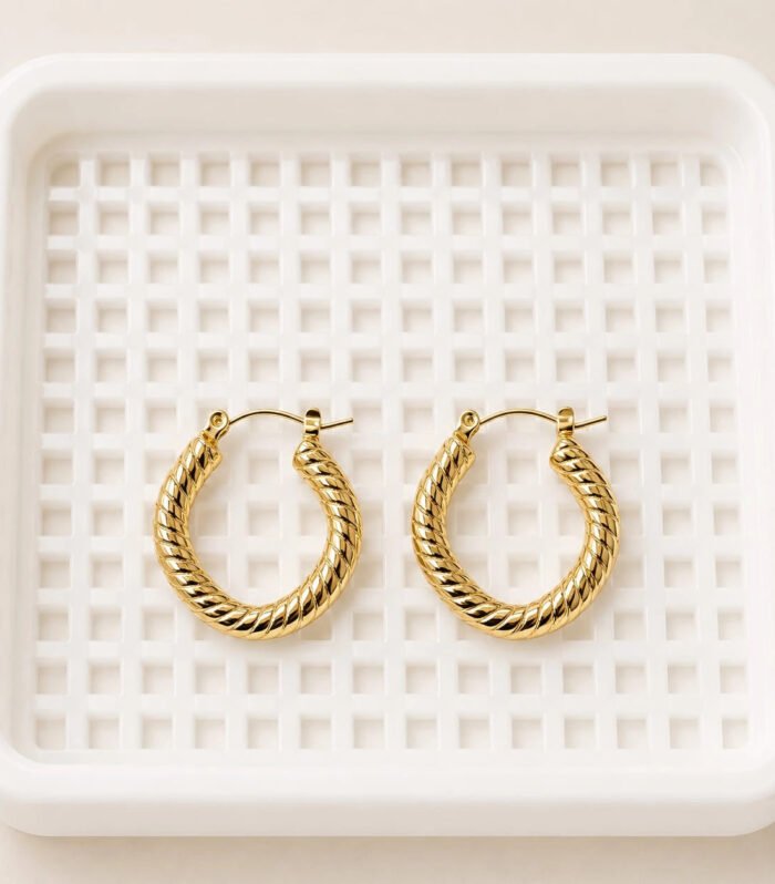Valencia Twist Gold Hoop Earrings