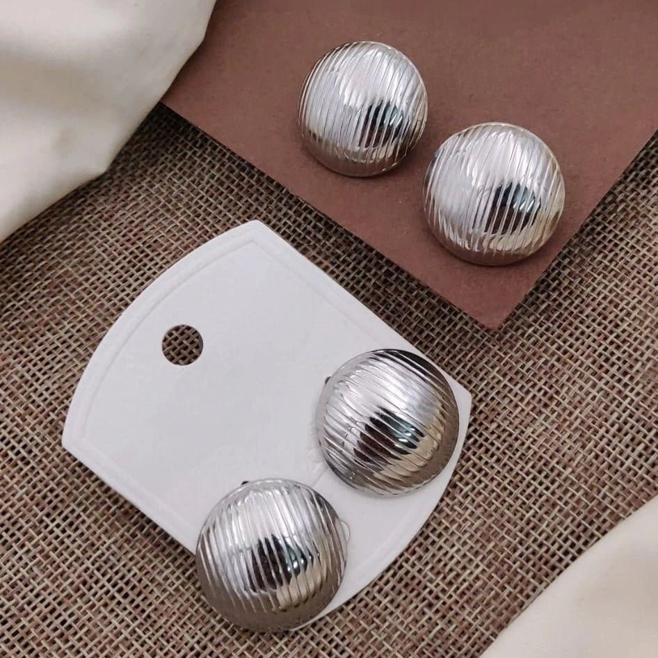 Vintage Silver Dome Stud Earrings