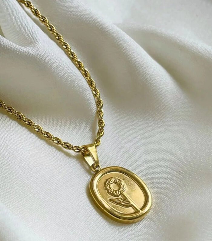 Vintage Sunflower Medallion Necklace