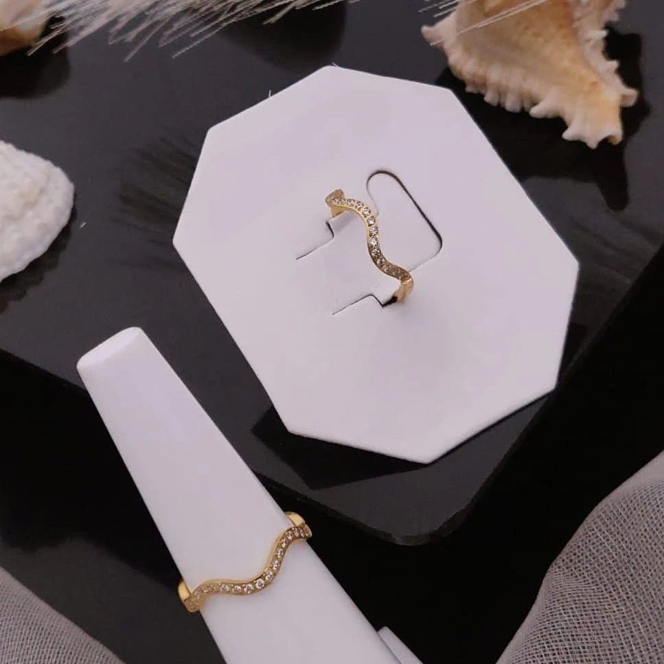Wave Crystal Band Ring