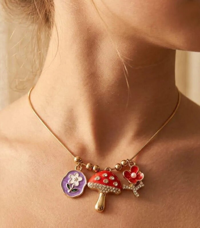 Whimsical Mushroom Charm Necklace
