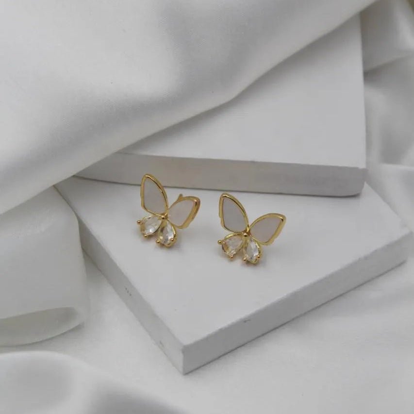 Delicate Butterfly Crystal Stud Earrings