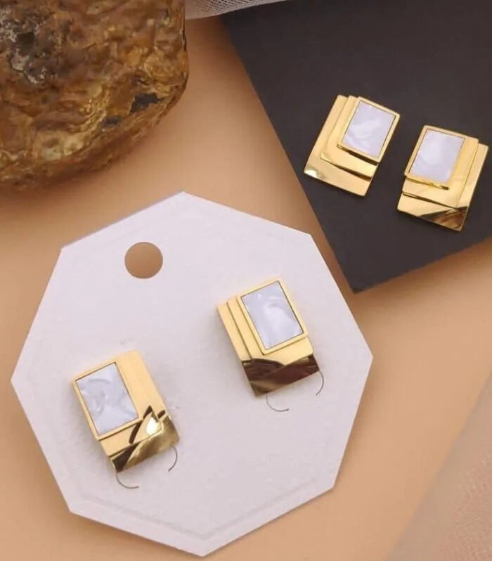 Geometric Rectangular Gold Earrings