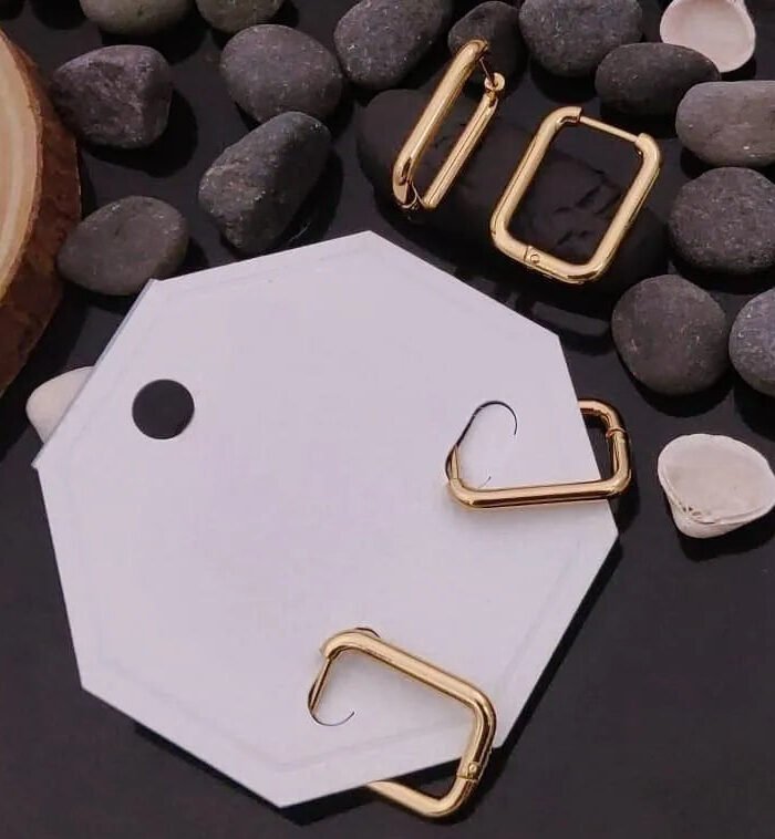 Geometric Gold Square Hoop Earrings