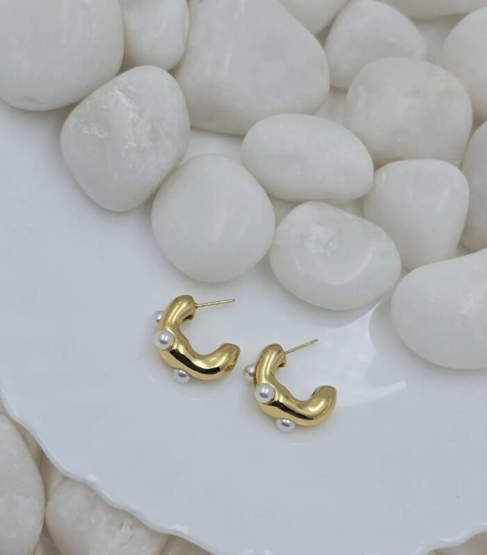 Gold-Plated C-Shaped Earrings